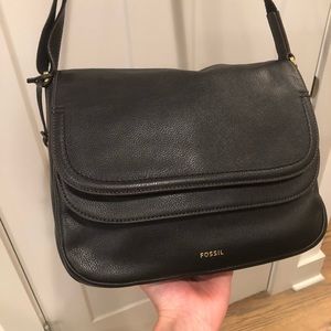 Fossil Crossbody Black Leather Purse
